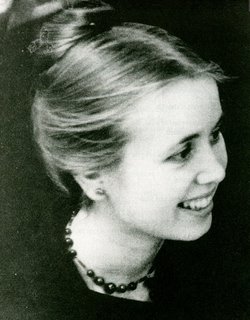 A close-up of Joyce Johnson, poet, writer and for a short time, Jack Kerouac's girlfriend.